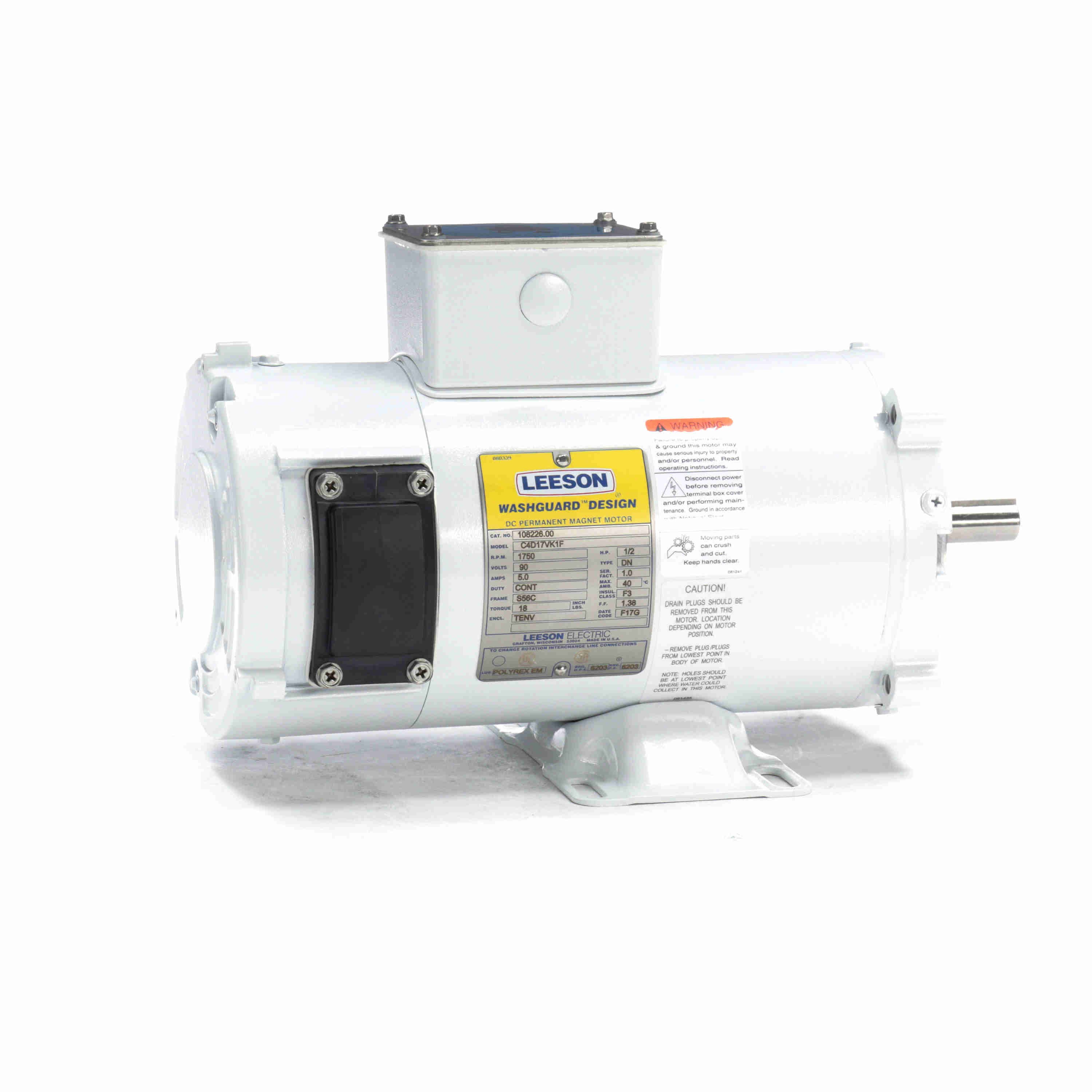 LEESON 108226.00 C4D17VK1 Washdown Motor | AJ2PWE 48ZF50 / C4D17VK1