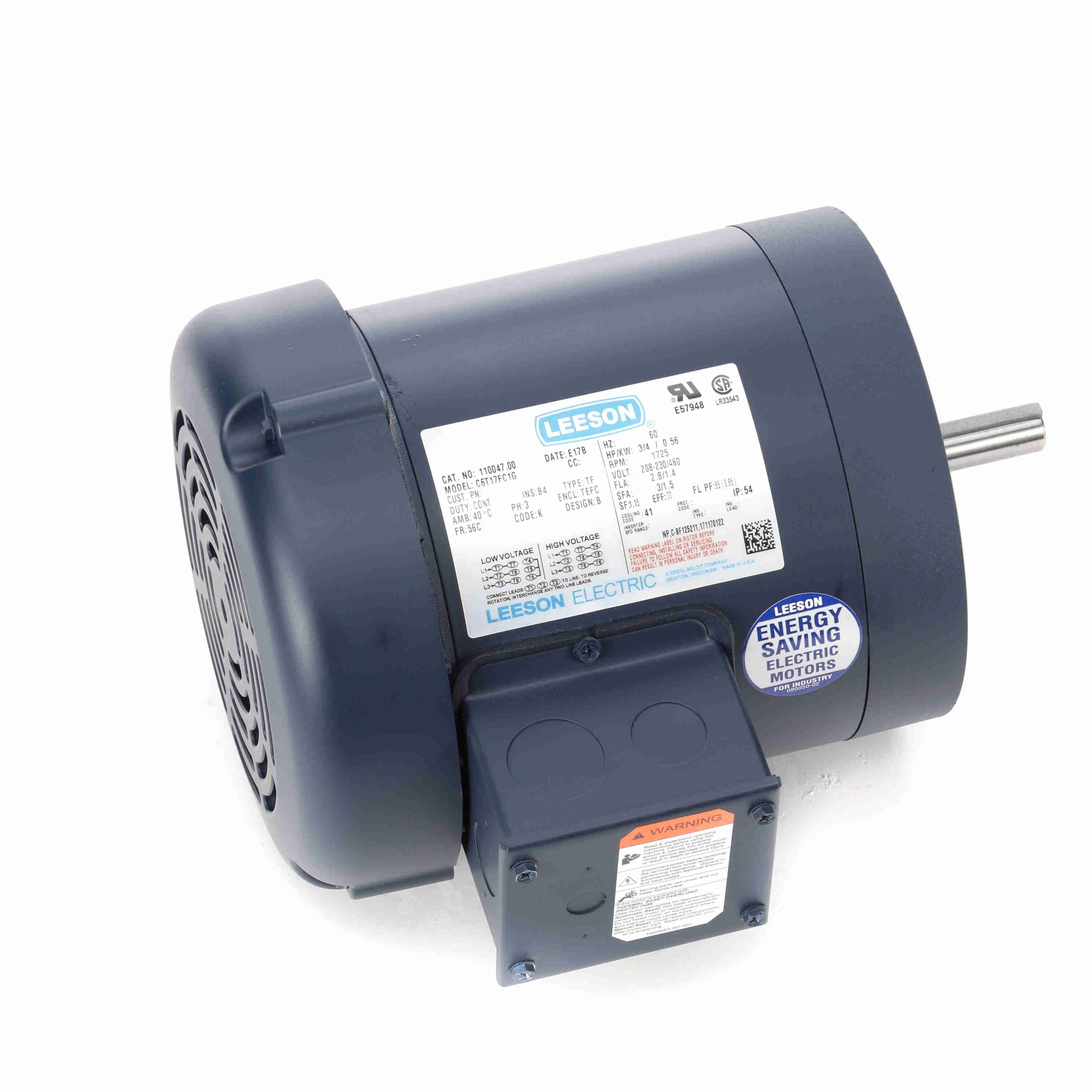 General Purpose Motor, 0.75 HP, 3 Phase, 60 Hz, 230/460V, 1800 RPM