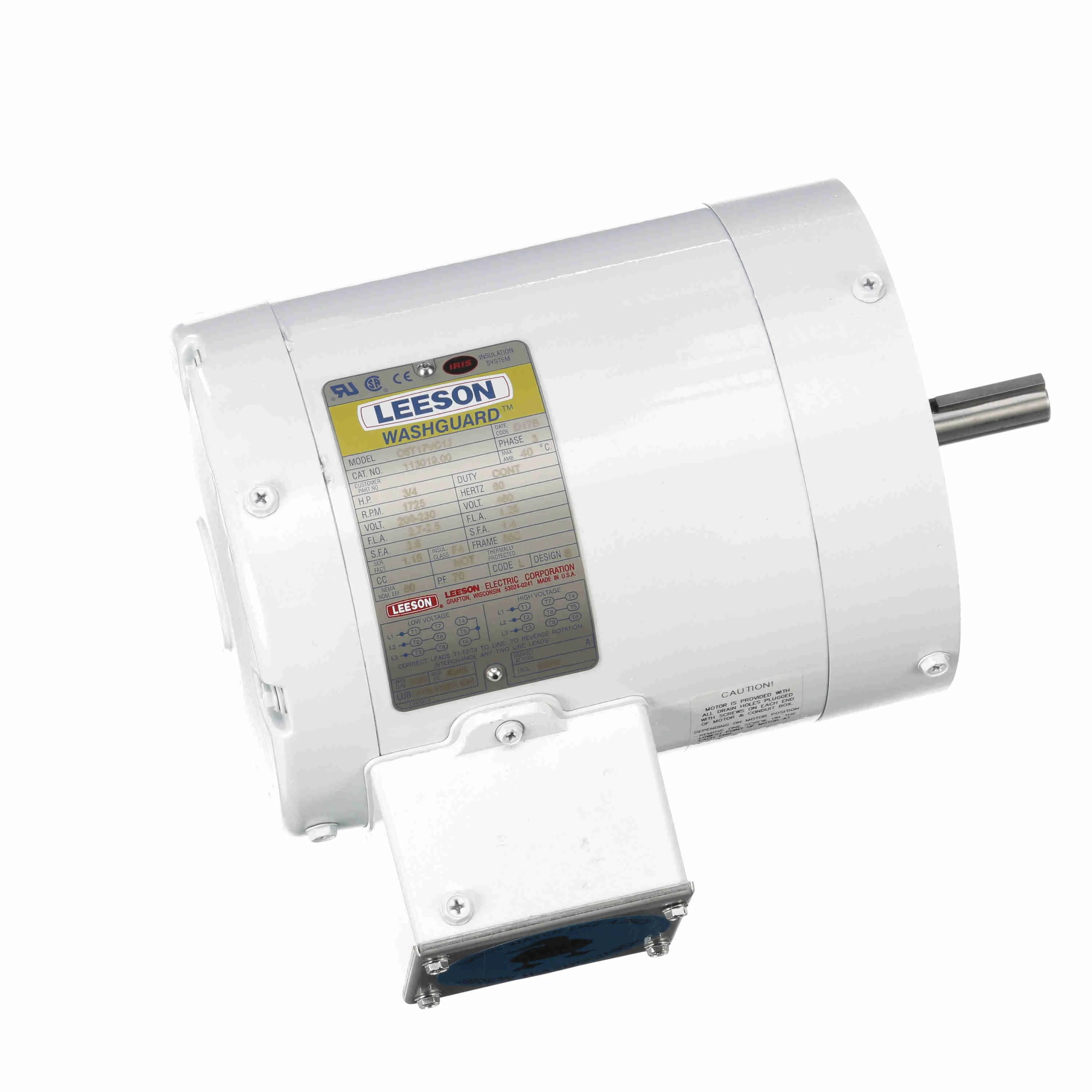 LEESON 113019.00 C6T17VC1J Washdown Motor | AJ2QJA 48ZG21 / C6T17VC1J