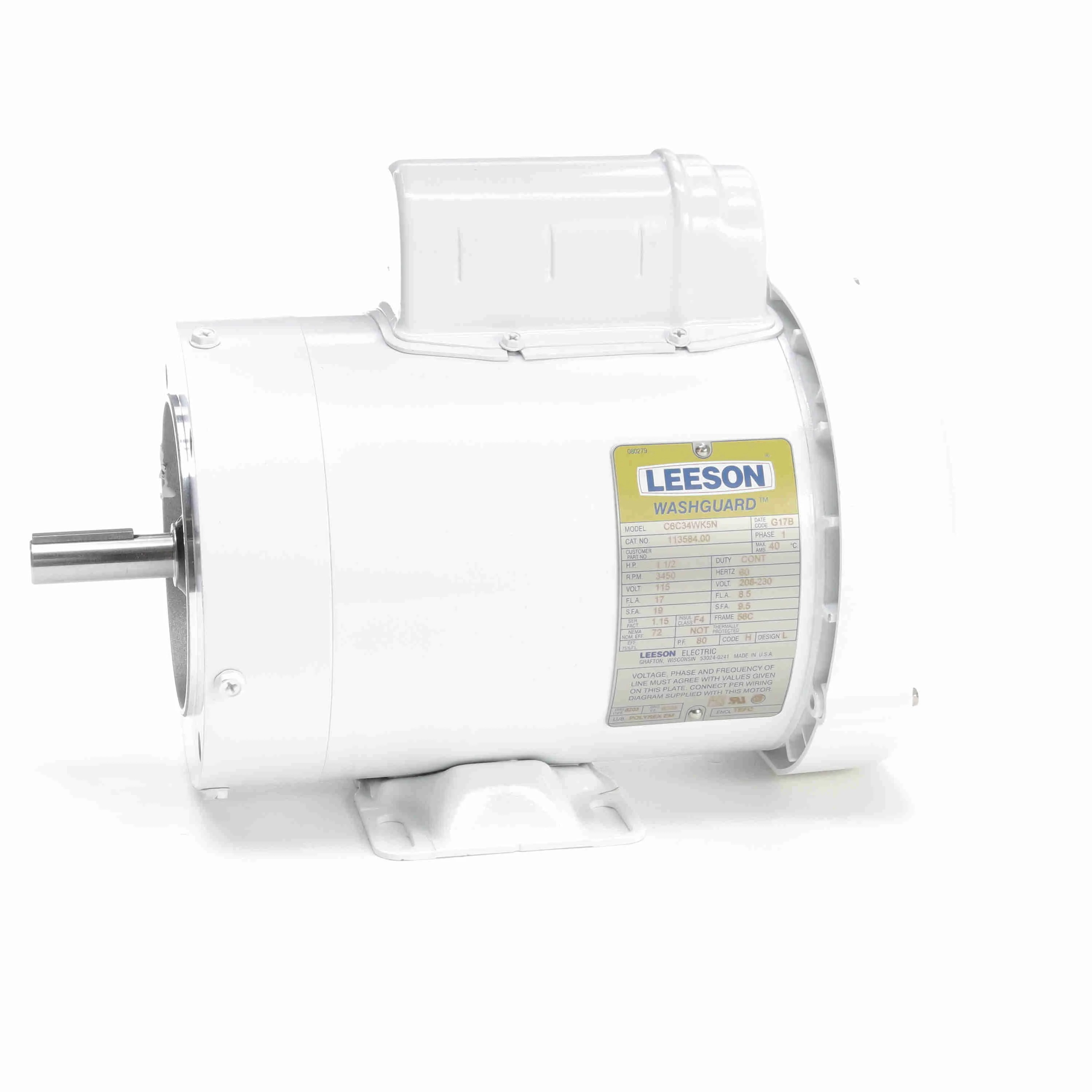 LEESON 113584.00 C6C34WK5N Washdown Motor | AJ2QKF 48ZF45 / C6C34WK5N