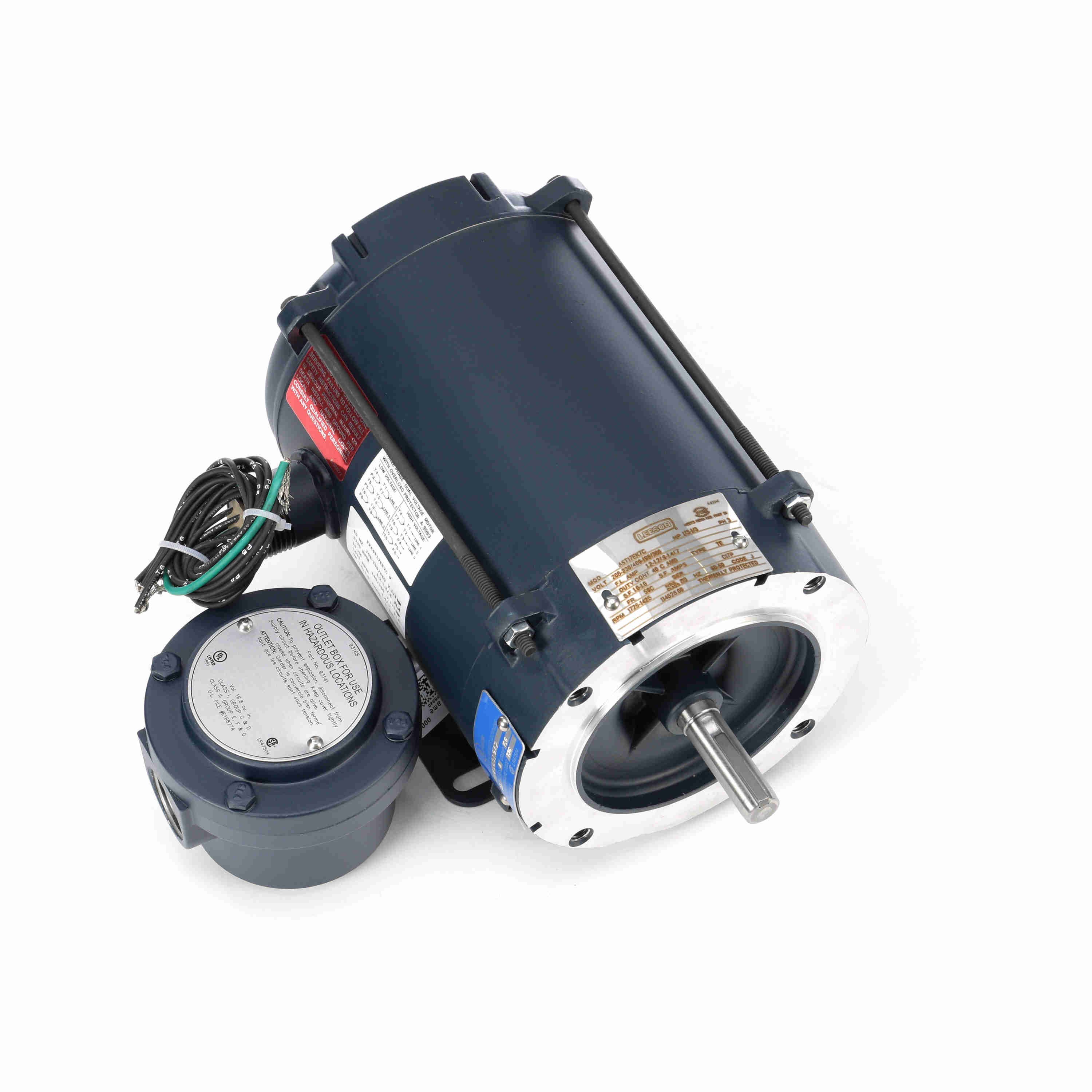 Explosion Proof Motor, 0.33 HP, 3 Phase, 60/50 Hz, 208-230/460 and 190/380V, 1800 RPM