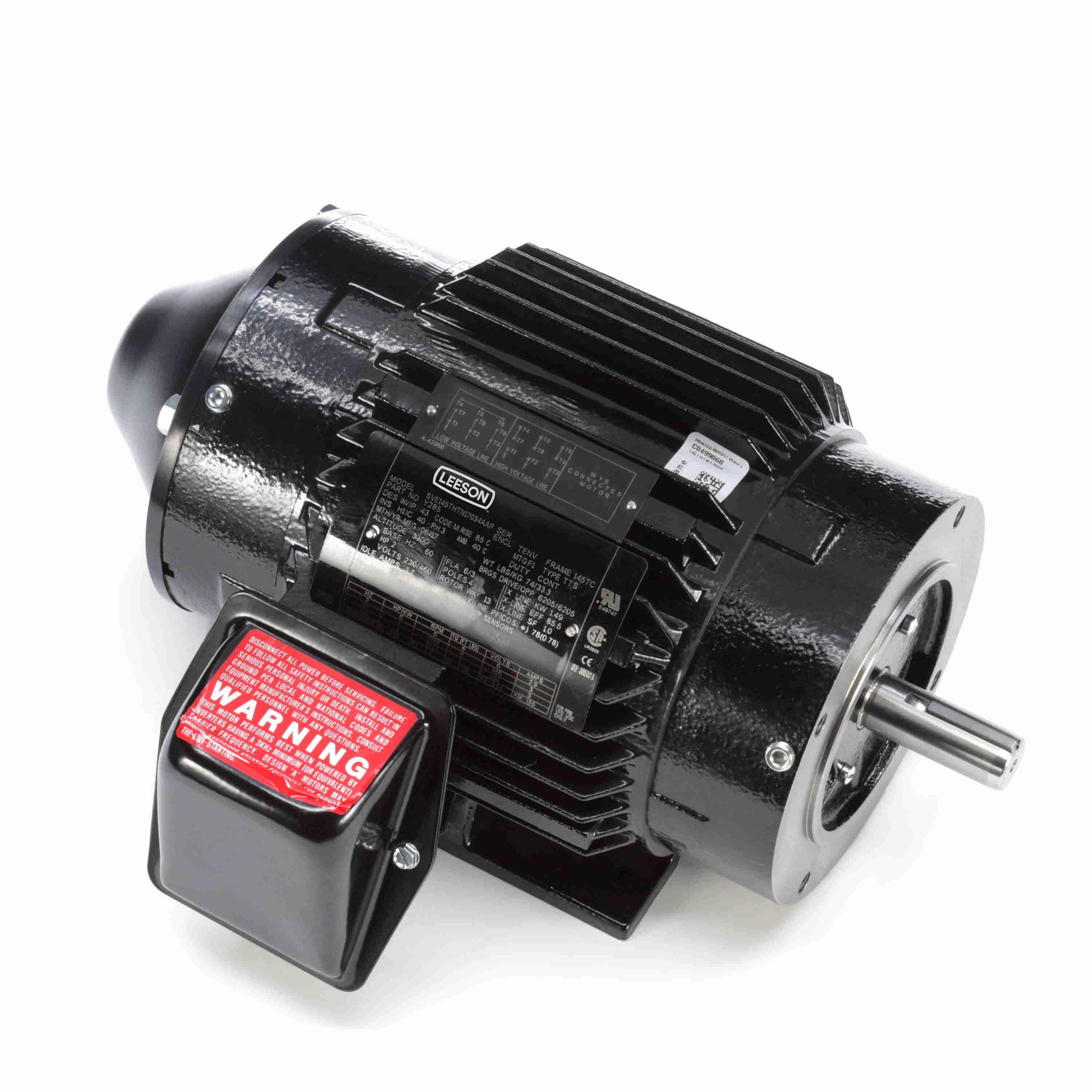 Plus Inverter Duty Encoder Motor, 2 HP, 3 Phase, 60 Hz, 230/460V, 1800 RPM