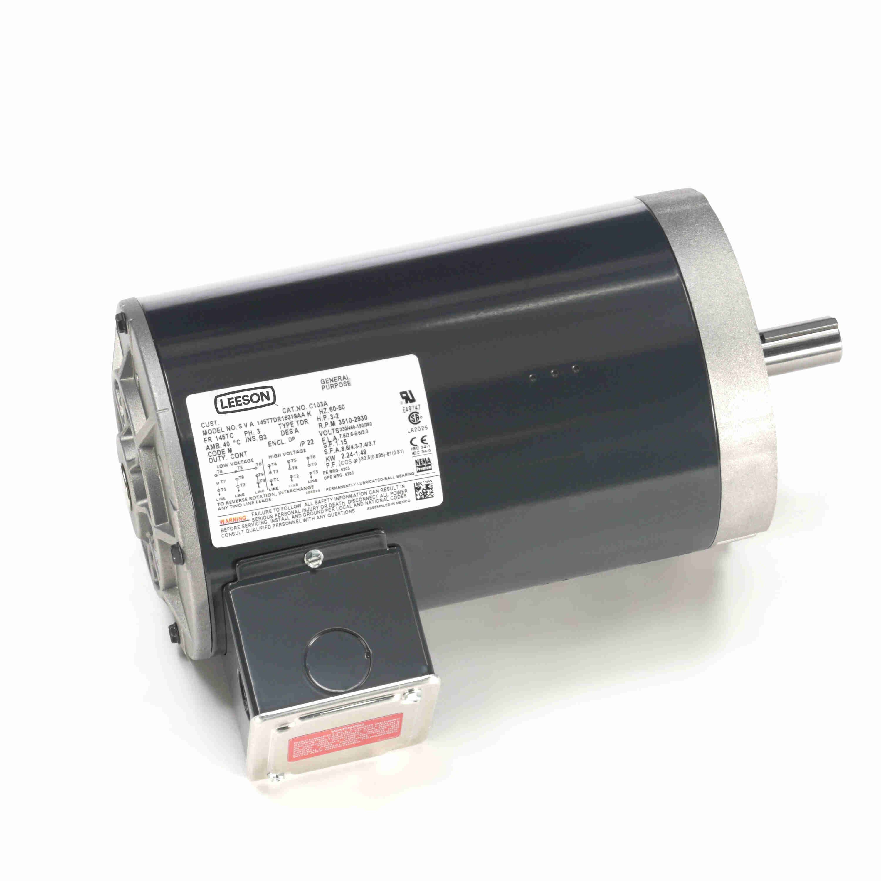 MARATHON MOTORS 145TTDR16319 3 HP General Purpose Motor, 3-Phase, 3510 Nameplate RPM | CD2FQR 122163.00