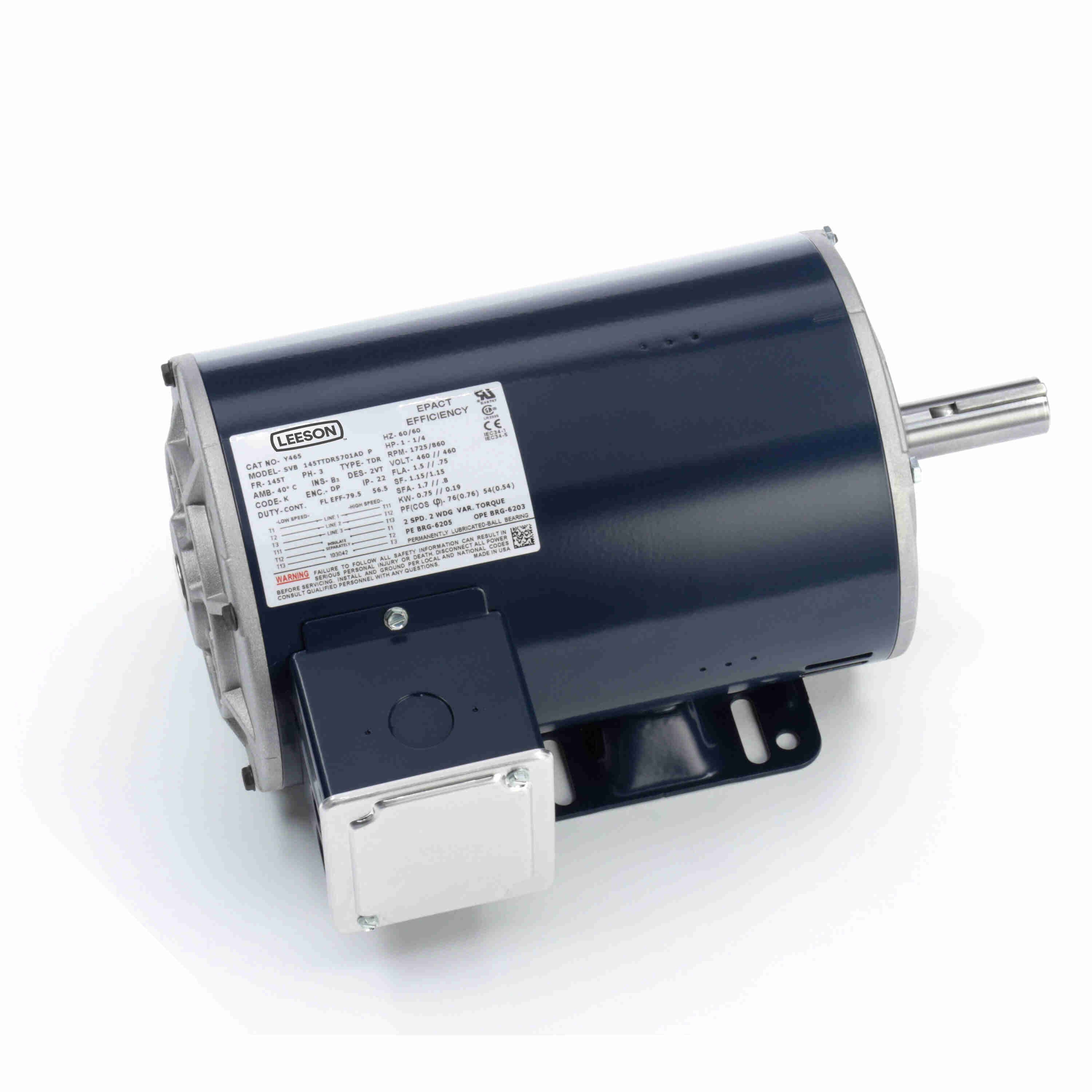 MARATHON MOTORS 145TTDR5701 Motor, 2-speed 2-winding 3-phase Drip Proof 1-1/4hp | AF6JUX 19RW32 / Y465