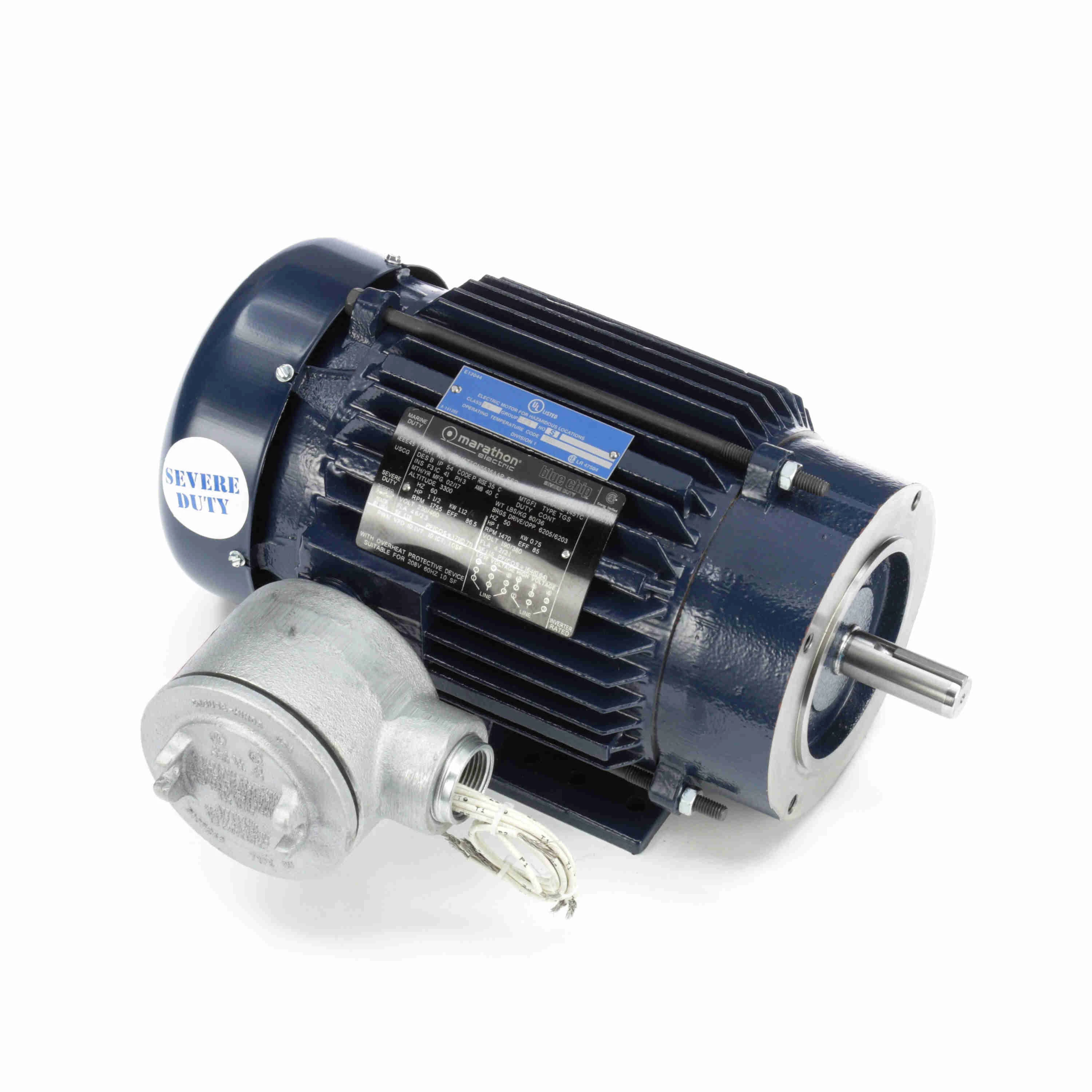 Explosion Proof Motor, 1.50/1 HP, 3 Phase, 60/50 Hz, 230/460 and 190/380 V, 1800 RPM