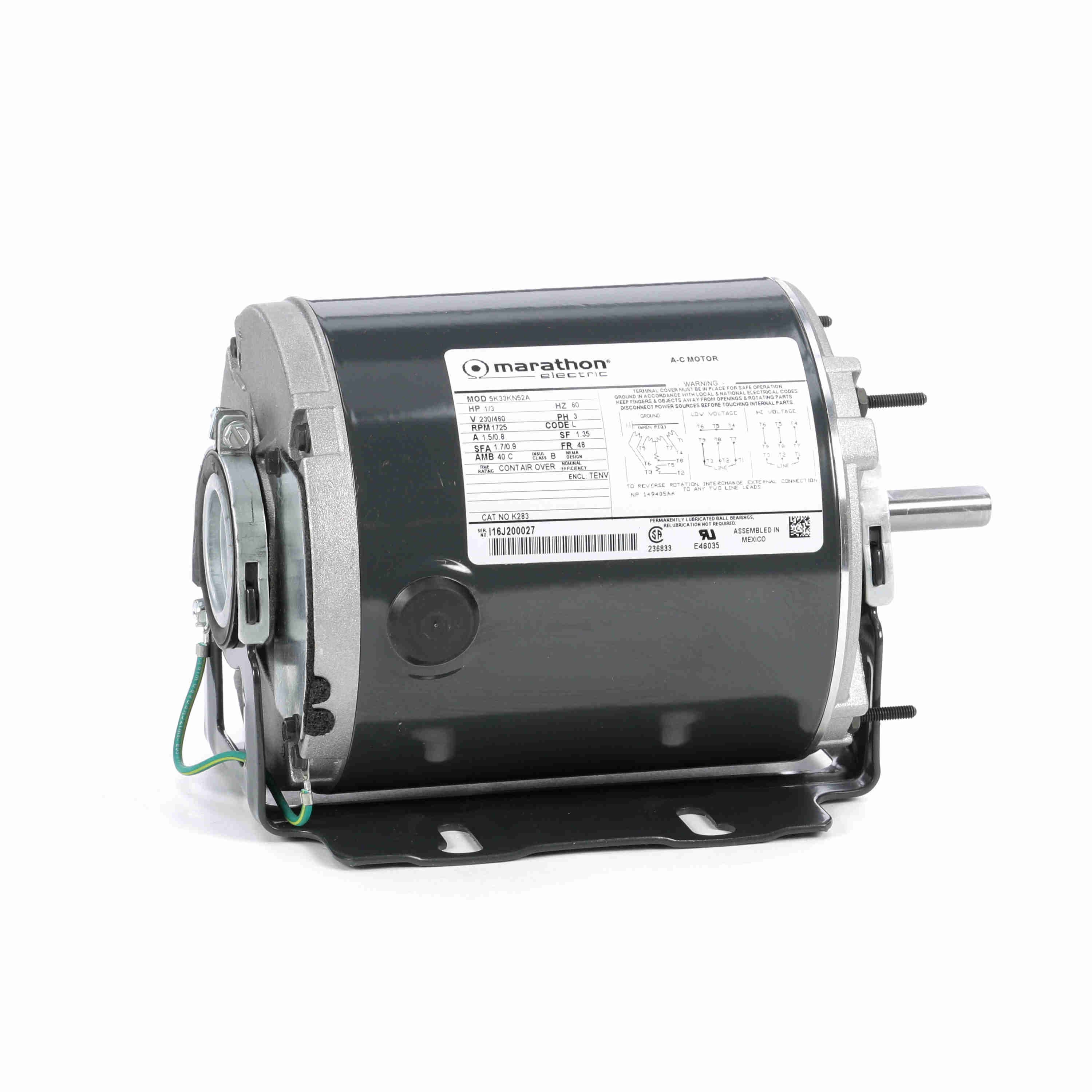 MARATHON MOTORS 5K33KN52 K283 General Purpose Motor | AJ2MTZ K283
