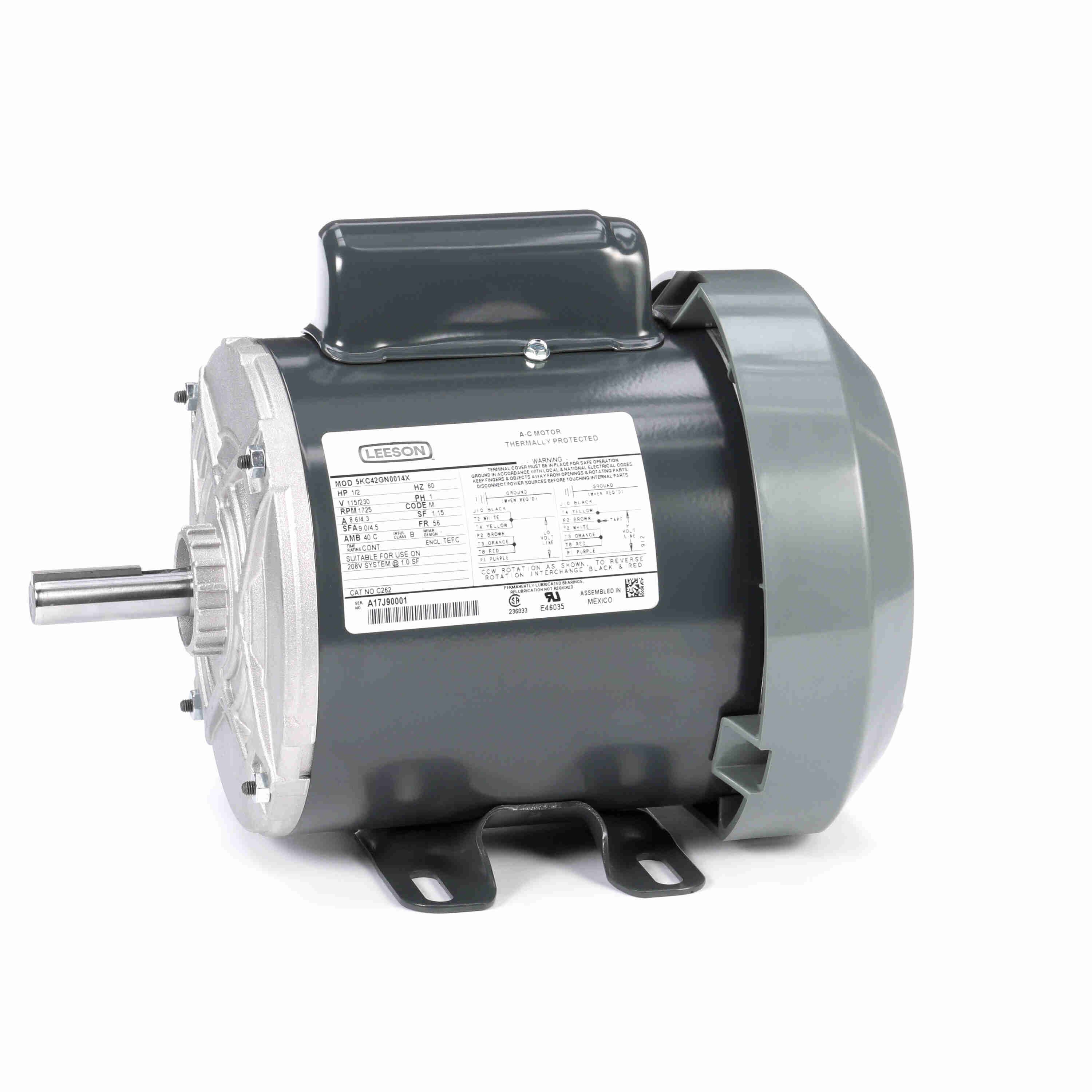 MARATHON MOTORS 5KC42GN0014X Motor 1/2 Hp 1725 Rpm 115/230v | AD4UTA 44D123 / C262