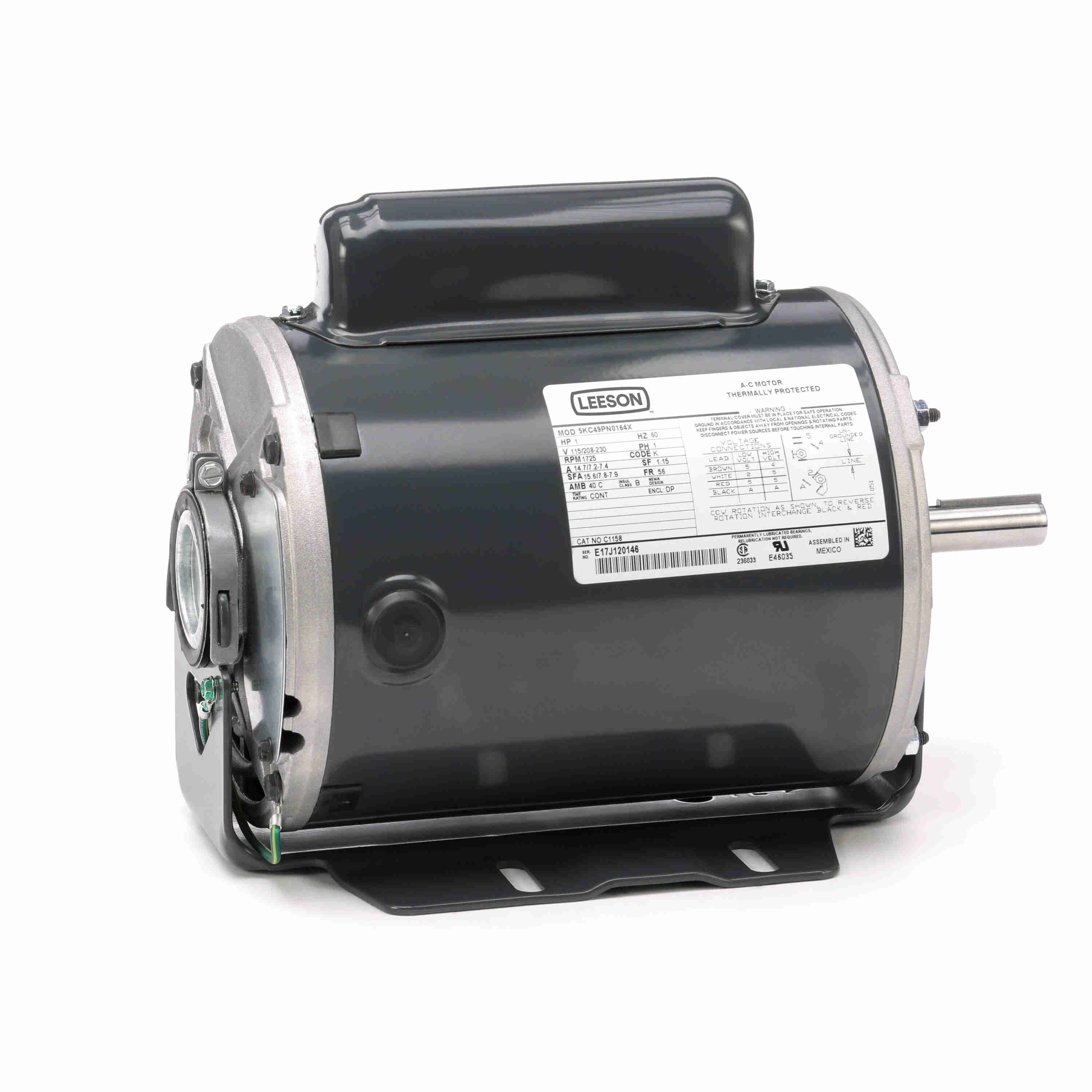 MARATHON MOTORS 5KC49PN0164X Motor 1 Hp 1725 Rpm 115/208-230v Auto | AD6NXU 46N388 / C1158