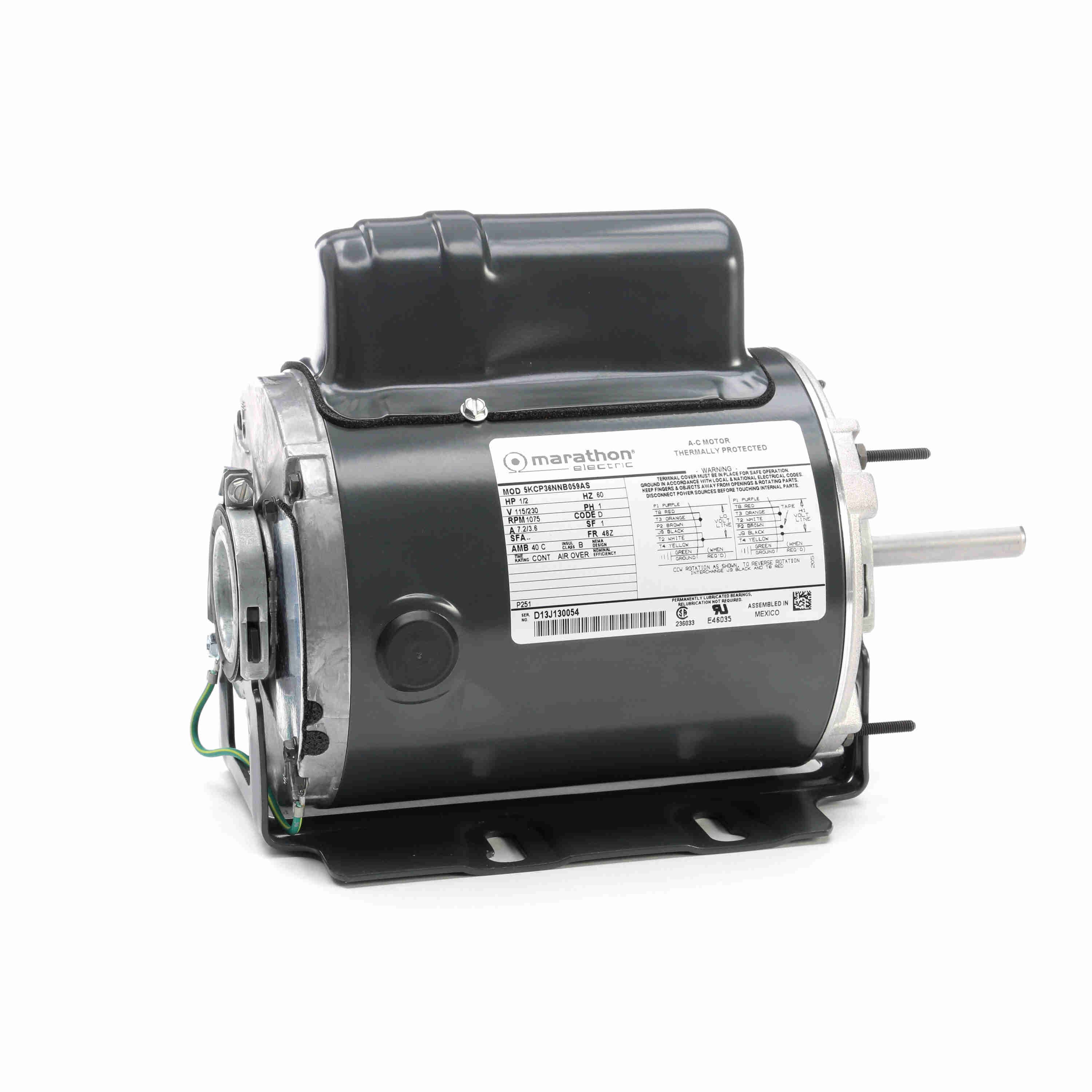 MARATHON MOTORS 5KCP36NNB059S Farm Duty Motor Psc Tenv 1/2 Hp 1075 Rpm | AC6EZH 33L621 / P251