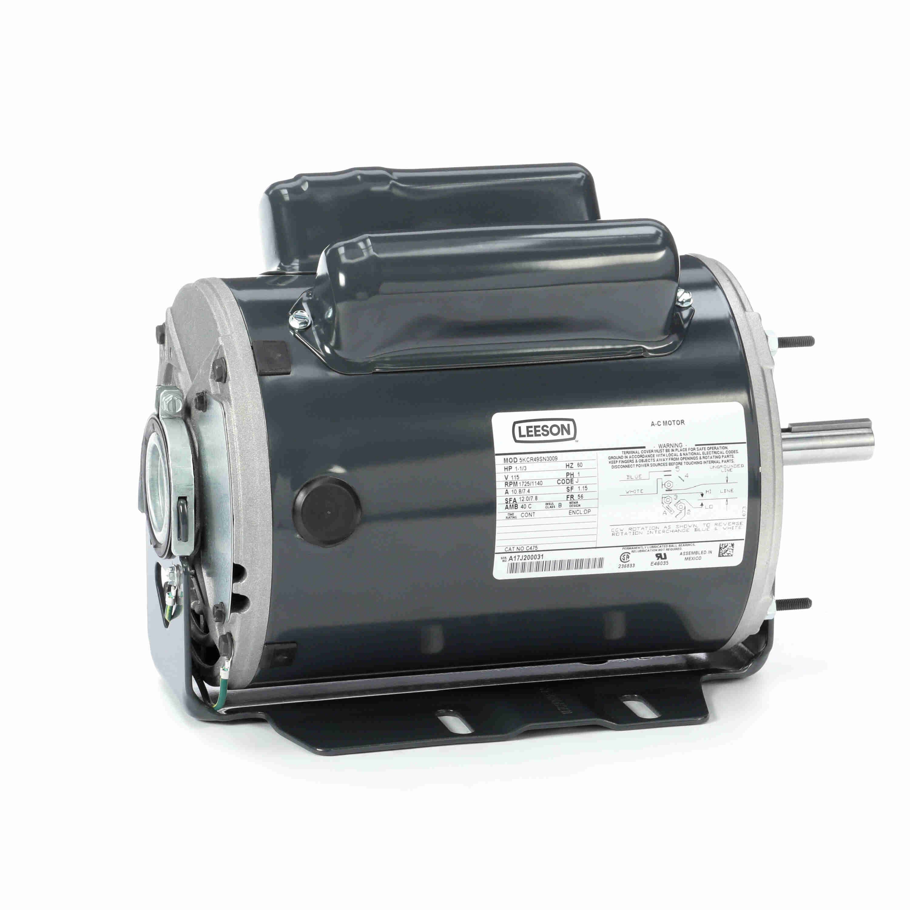 MARATHON MOTORS 5KCR49SN3009 Motor 1 1/3 Hp 1725/1140 Rpm 115v None | AD6NYJ 46N405 / C475