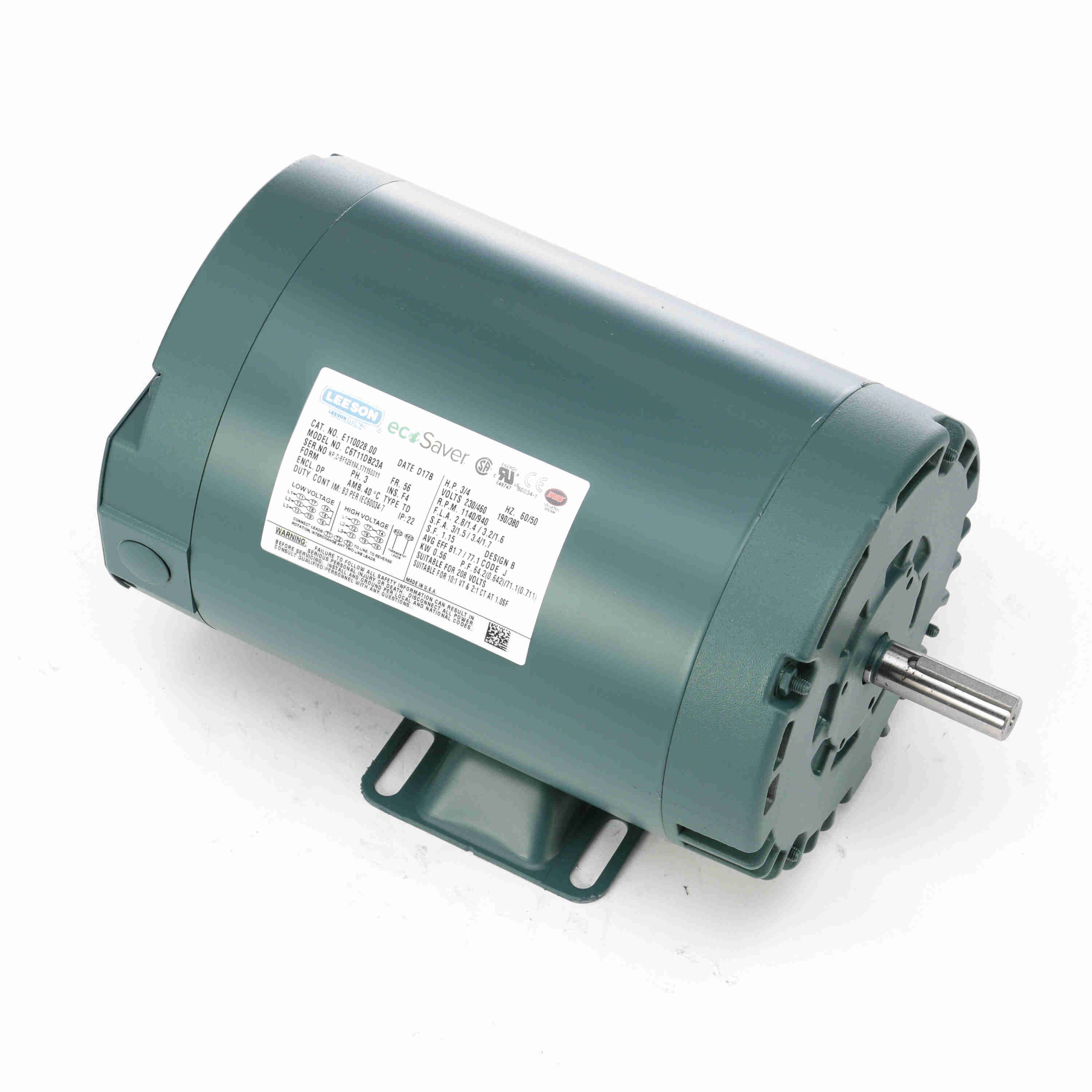 LEESON E110028.00 C6T11DB23A General Purpose Motor 50-60 Hertz | AJ2URT C6T11DB23A
