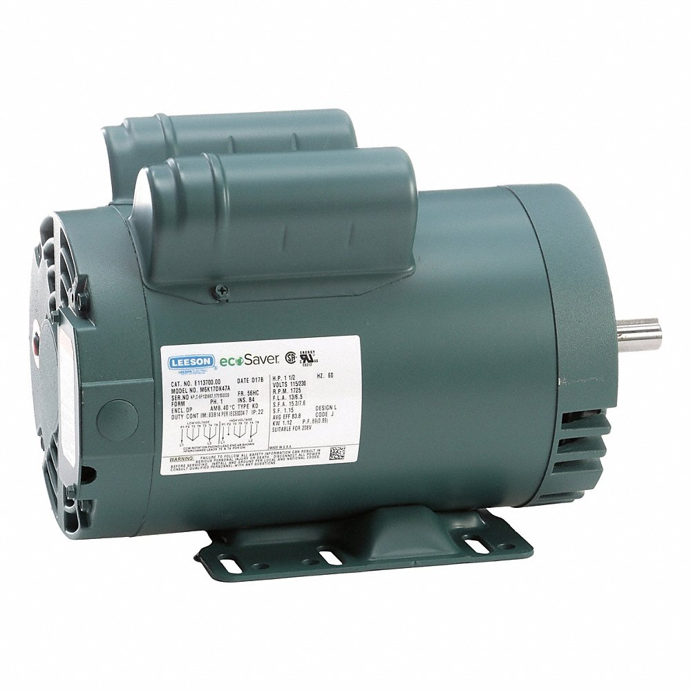 General Purpose Motor, 1.50 HP, 1 Phase, 60 Hz, 115/230V, 1800 RPM