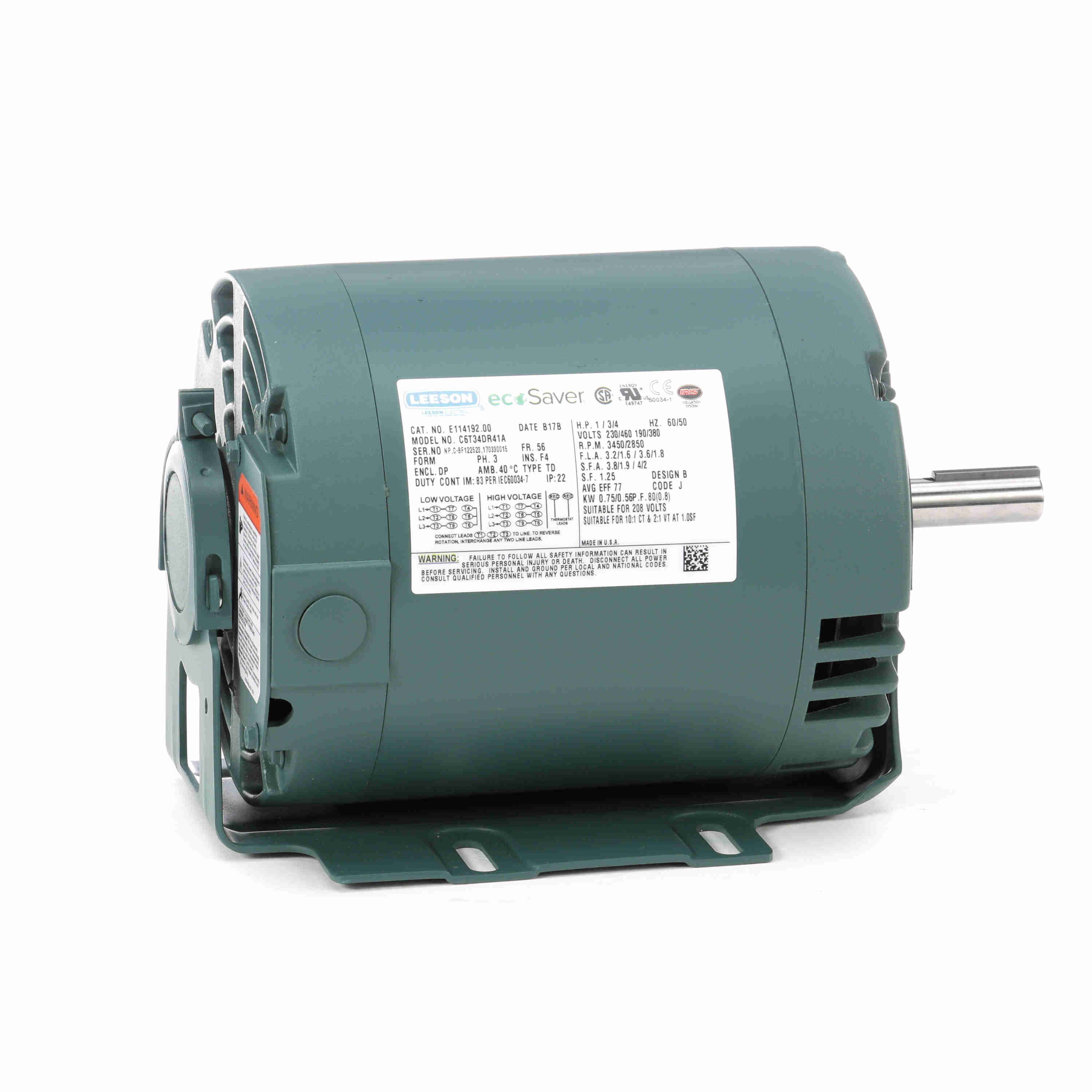 LEESON E114192.00 C6T34DR41A General Purpose Motor 50-60 Hertz | AJ2UTU C6T34DR41A