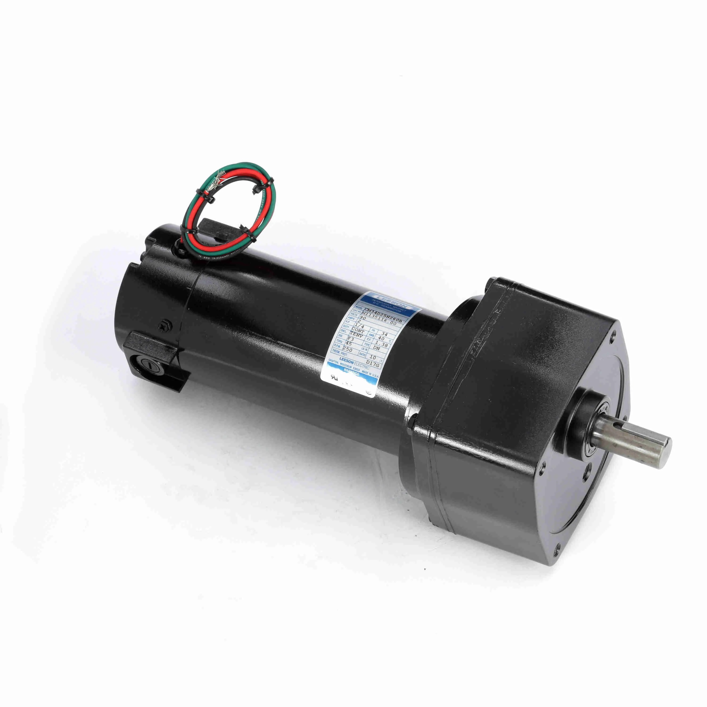 LEESON M1135116.00 Parallel Shaft Gearmotors, Parallel, 90V DC, TENV, 250 RPM, 45 in-lb Max Torque, 10, 1 | CR8PNY 794AV7