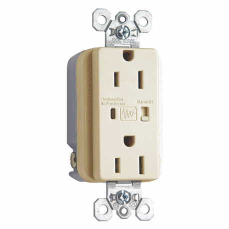 LEGRAND 5262ISP Receptacle, Duplex, 5-15R, 15 A, 125V AC, Ivory, 2 Poles, Std Resist | CR8PVU 53CX55
