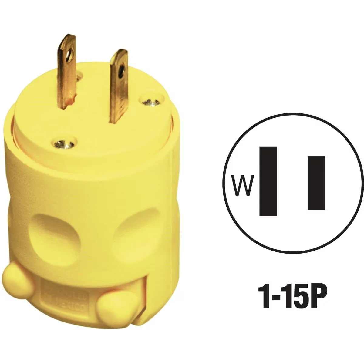 15A 125V 2-Wire 2-Pole Residential Grade Cord Plug, Yellow
