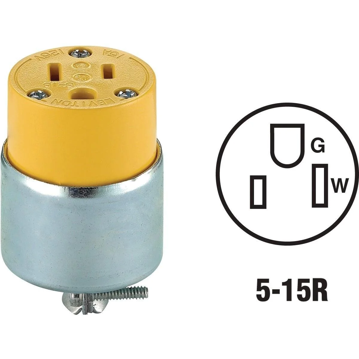 15A 125V 3-Wire 2-Pole Armored Cord Connector