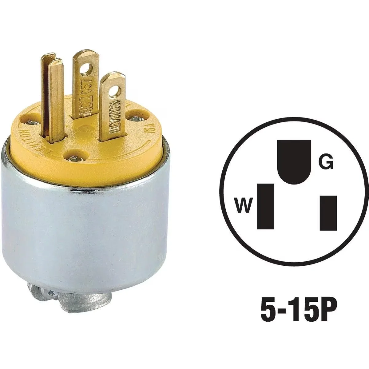 15A 125V 3-Wire 2-Pole Armored Cord Plug
