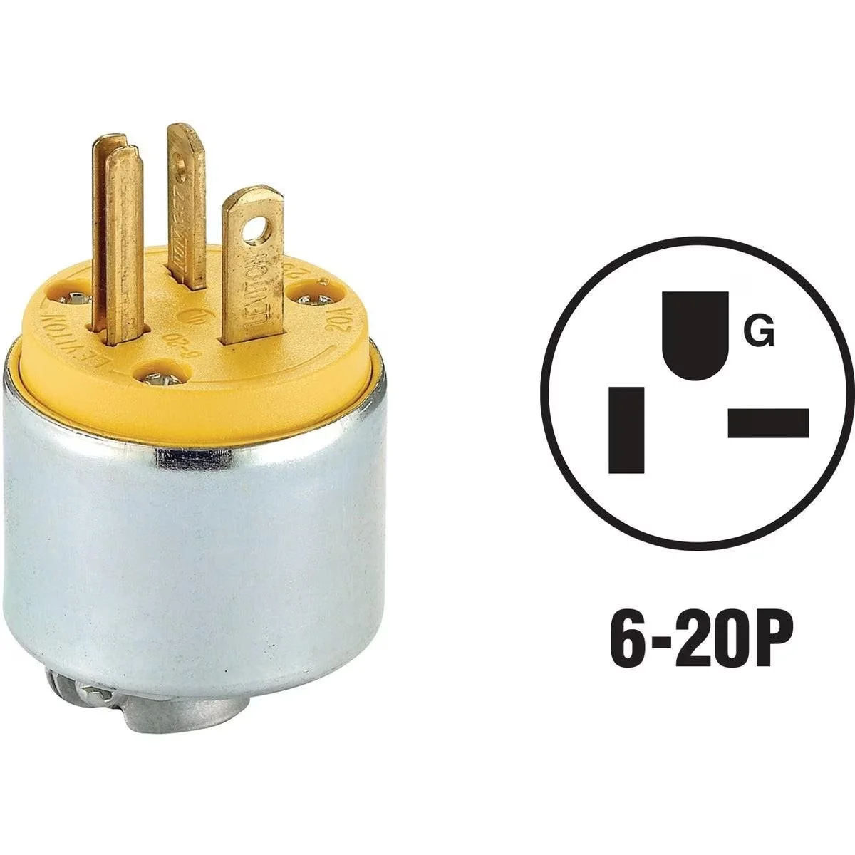 20A 250V 3-Wire 2-Pole Armored Cord Plug