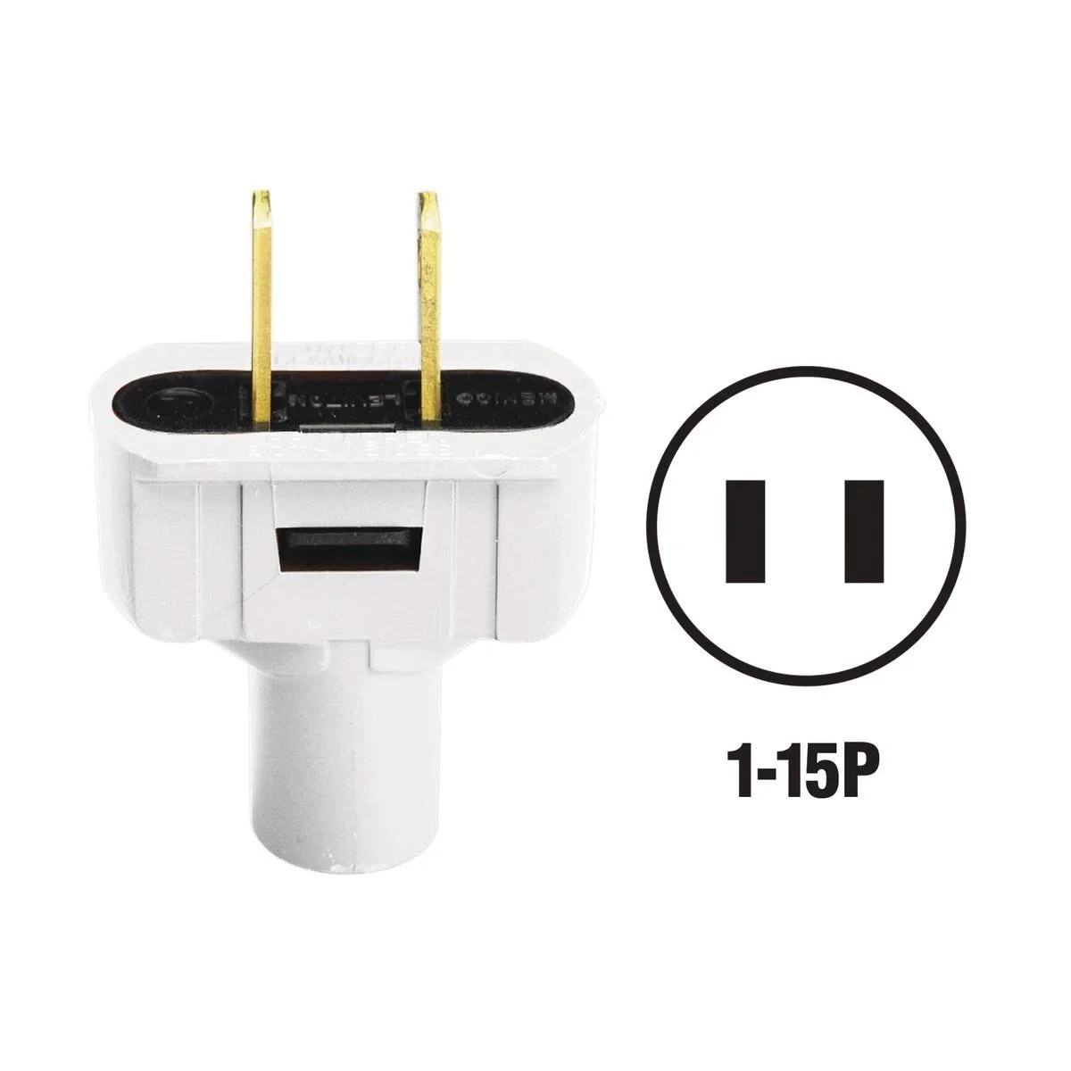 15A 125V 2-Wire 2-Pole Vinyl Cord Plug, White