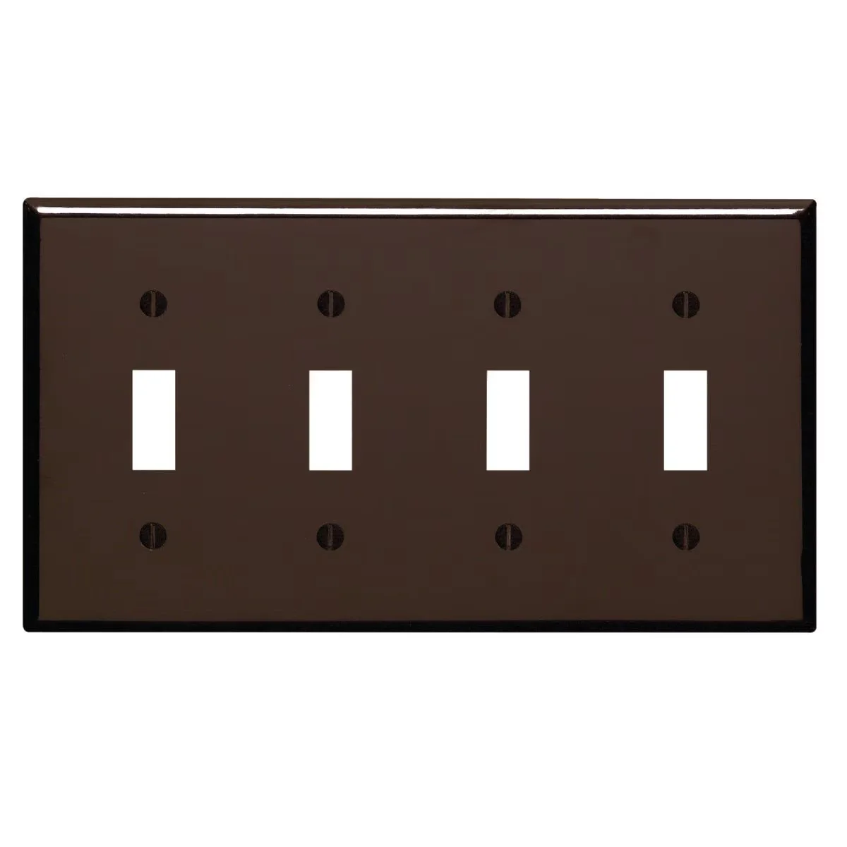 4-Gang Plastic Toggle Switch Wall Plate, Brown