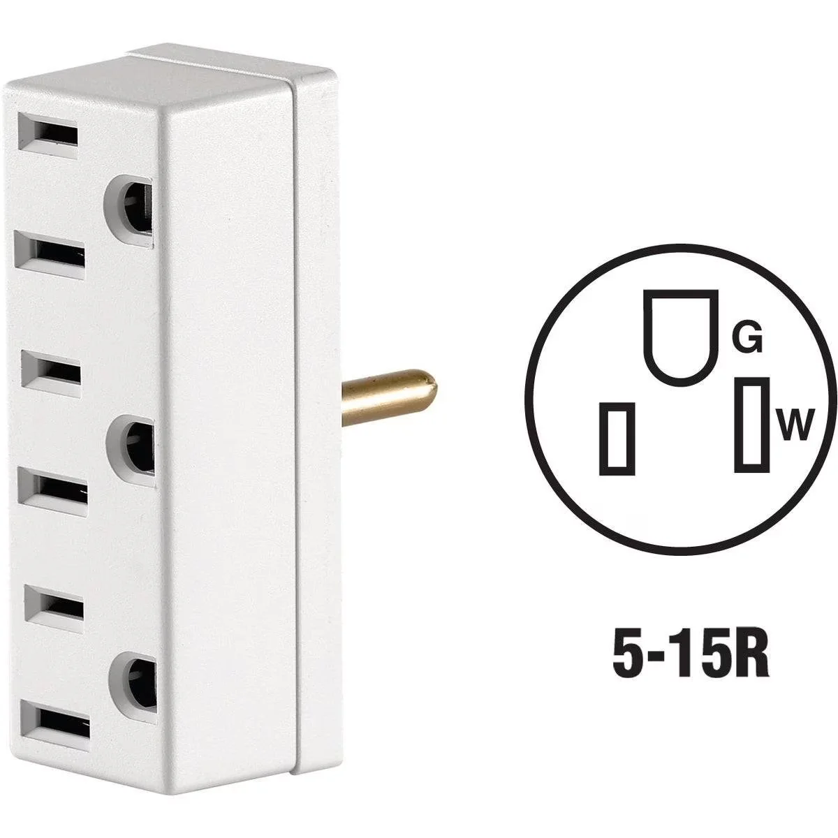 White 15A 3-Outlet Tap
