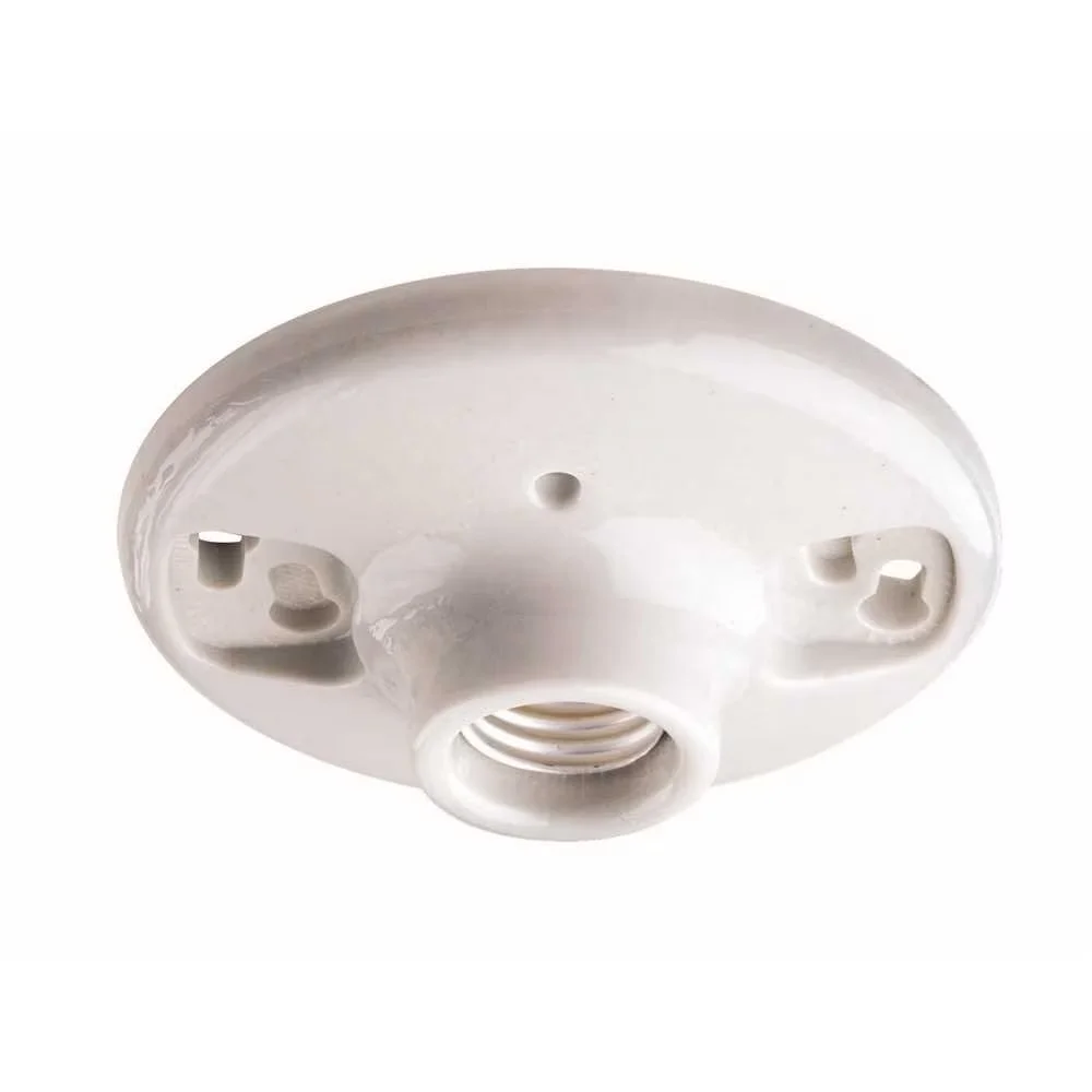 600-Watt 250-Volt White Glazed Porcelain Outlet Box Mount Incandescent Lampholder