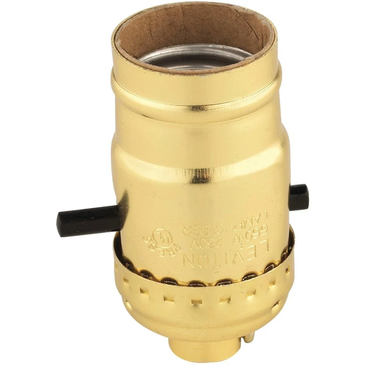 Push-Button Medium Base Polished Gilt Lamp Socket