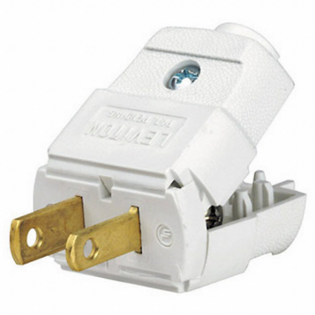 LEVITON 101-WP Straight Blade Plug, 1-15P, 15 A, 125VAC, 2 Poles, White | CR9HJE 792RX4