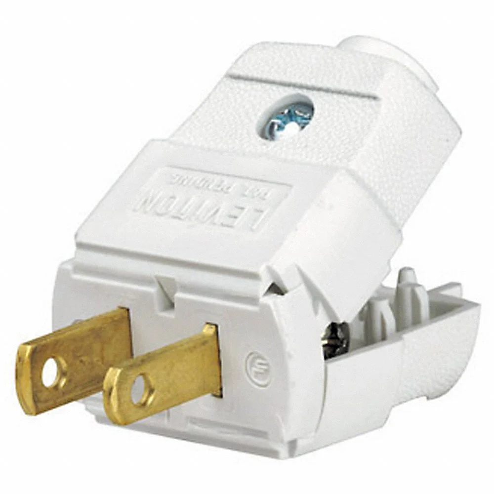 LEVITON 101-WP Straight Blade Plug, 1-15P, 15 A, 125VAC, 2 Poles, White | CR9HJE 792RX4