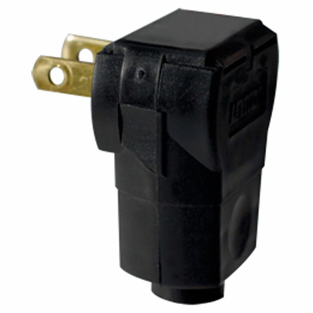LEVITON 101AN Angle Straight Blade Plug, 1-15P, 15 A, 125VAC, 2 Poles, Black | CR9JCZ 792RX2