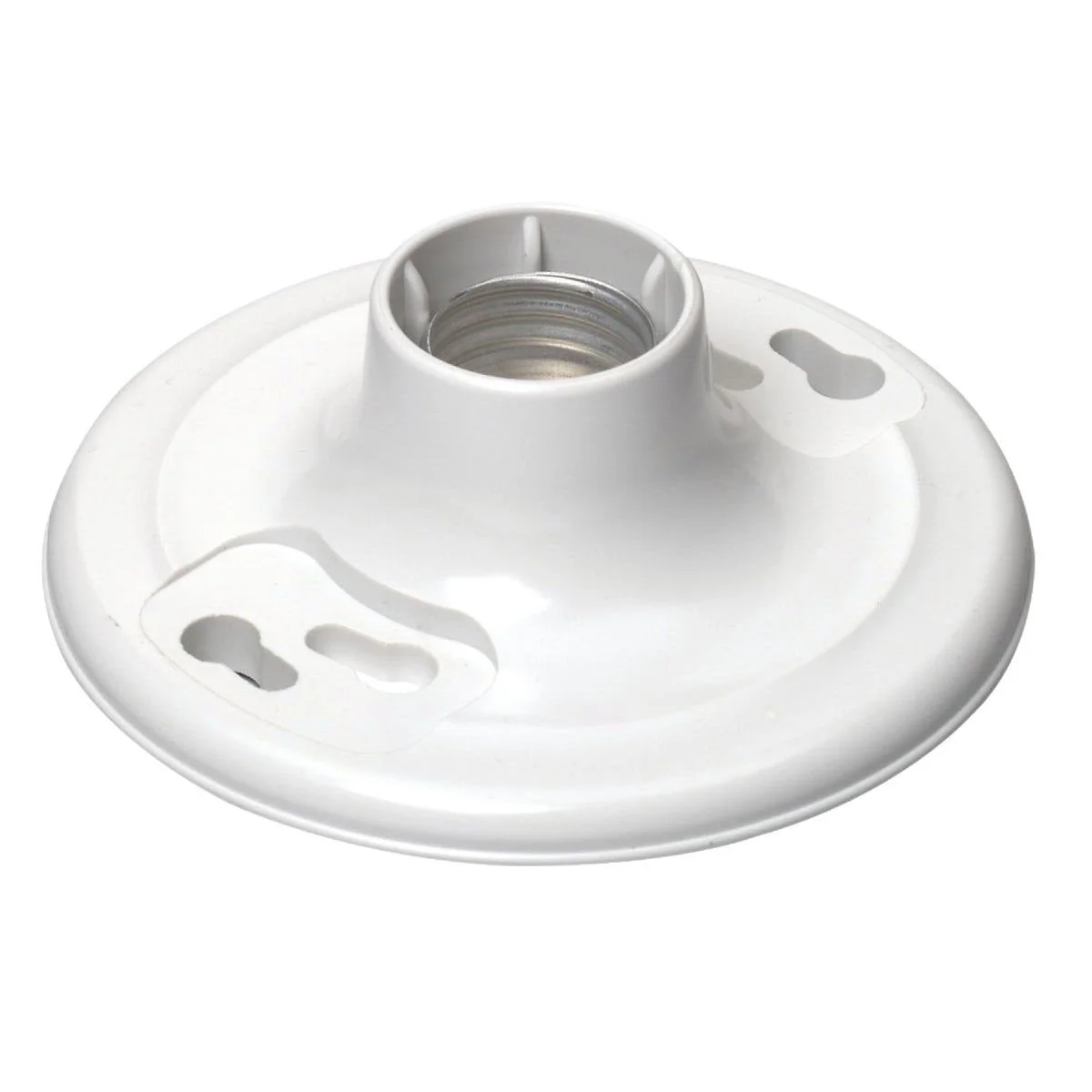 White Plastic Incandescent Lampholder with 4 Terminal Screws
