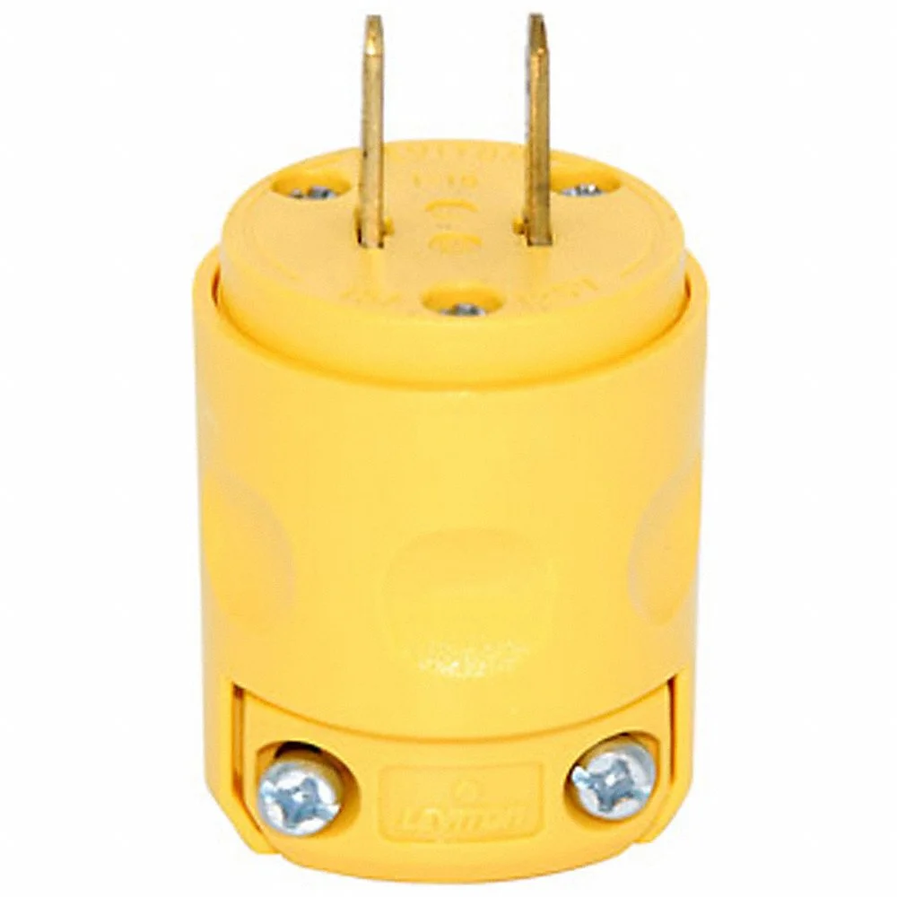 LEVITON 115PV Straight Blade Plug, 1-15P, 15 A, 125VAC, 2 Poles, Yellow | CR9HJF 792RX6