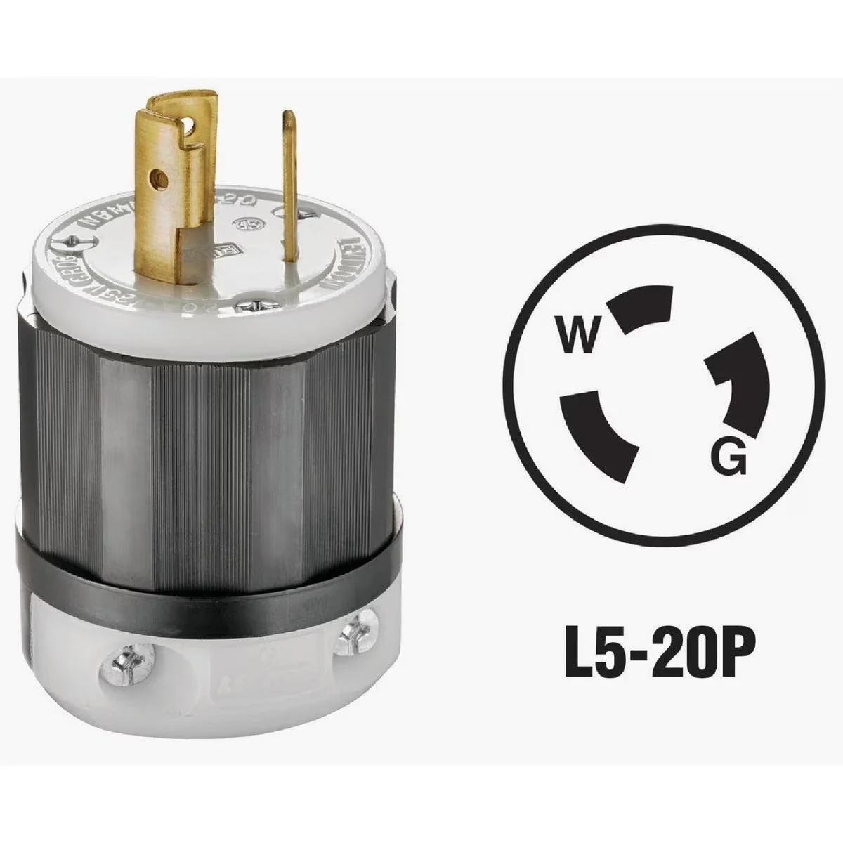 20A 125V 3-Wire 2-Pole Industrial Grade Locking Cord Plug