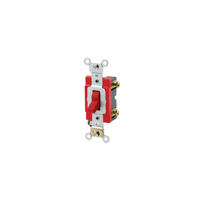Extra Heavy Duty Toggle Switch, 120/277 VAC, 20 A, 1/2 HP, Red, SP Action