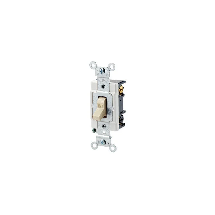 Extra Heavy Duty Toggle Switch, 3-Way, 120/277 VAC, 20 A, 1/2 HP, Ivory, Toggle