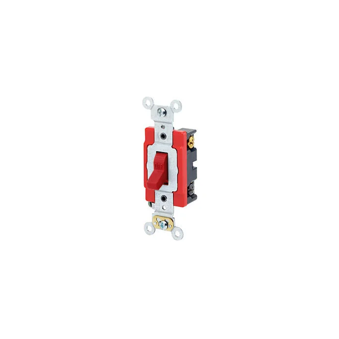 Extra Heavy Duty Toggle Switch, 4 Way, 120/277 VAC, 20 A, 1/2 HP, Red