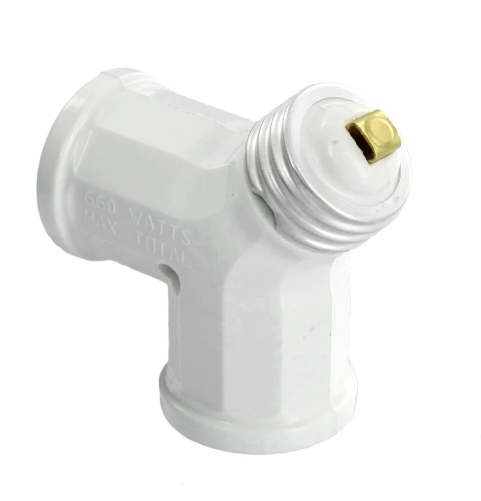Single to Twin Lampholder Outlet Adapter, 660 W, 125 VAC, Medium