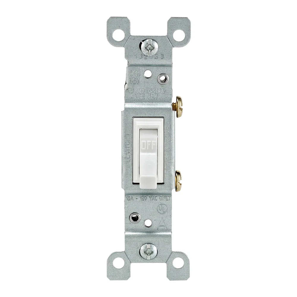 Toggle Switch, Non-Grounding, 15 Amp, Single-Pole, White