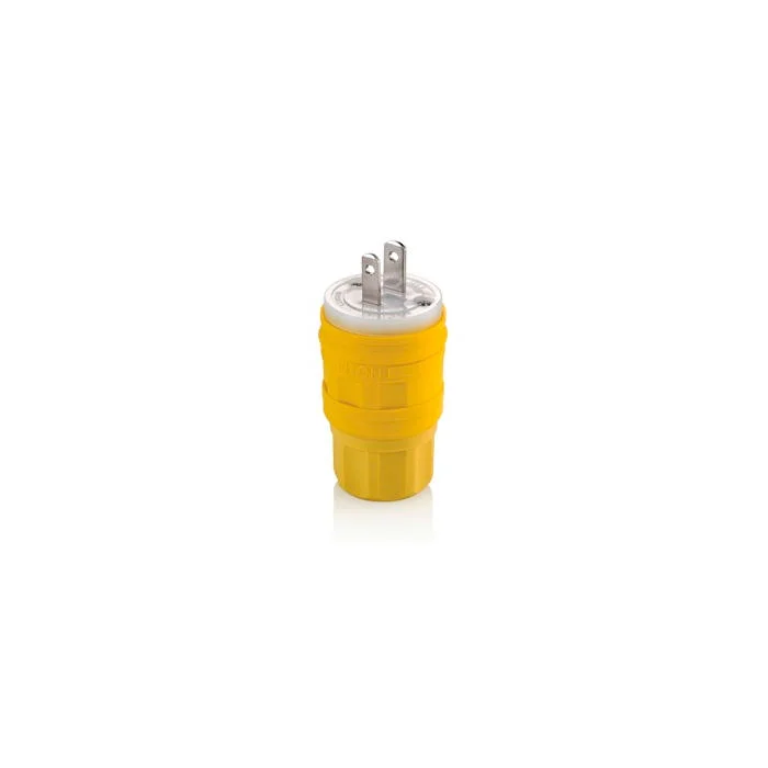 LEVITON 14W04 Straight Blade Plug, 1-15P, 15 A, 125VAC, Yellow, 2 Poles, Screw Terminals, IP69K | CR9HJG 792RY9