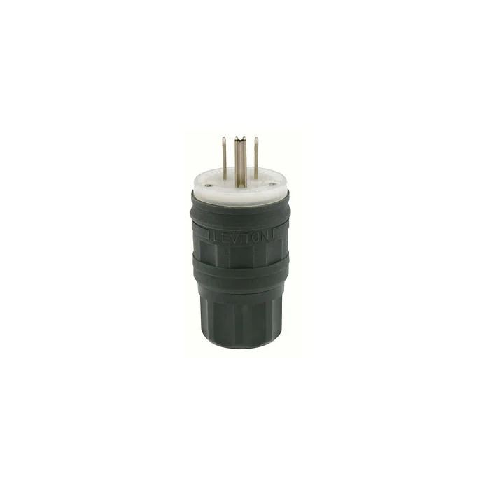 Straight Blade Plug, 1 Phase, 125 VAC, 15 A, 2 Poles, 3 Wires, Black