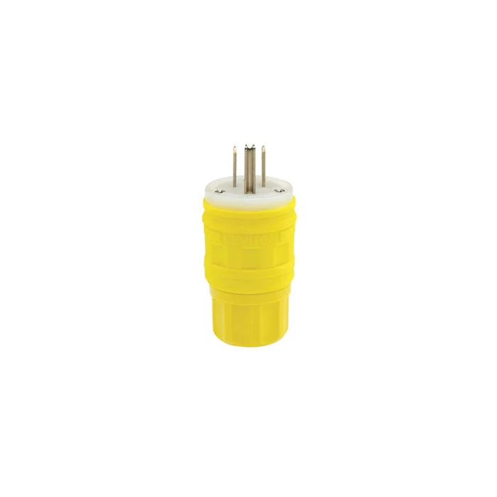 LEVITON 14W47 Straight Blade Plug, 5-15P, 15 A, 125VAC, Yellow, 2 Poles, Screw Terminals, IP69K | CR9HJW 792RZ3