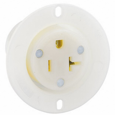LEVITON 15379-C Flanged Receptacle, Single, 5-20R, 20 A, 125 VAC, White, 2 Poles, Screw Terminals | CR9GYY 792RZ7