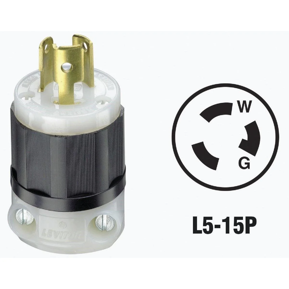 15A 125V 3-Wire 2-Pole Industrial Grade Locking Cord Plug