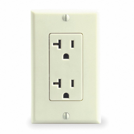 LEVITON 16352-I Receptacle, Decorator Duplex, 5-20R, 125V AC, 20 A, 2 Poles, Ivory, Screw Terminals | CR9HRA 792T14
