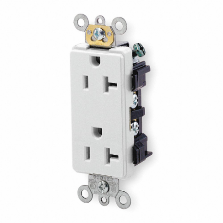 LEVITON 16352-W Receptacle, Decorator Duplex, 5-20R, 125V AC, 20 A, 2 Poles, White, Screw Terminals | CR9JBP 792T15