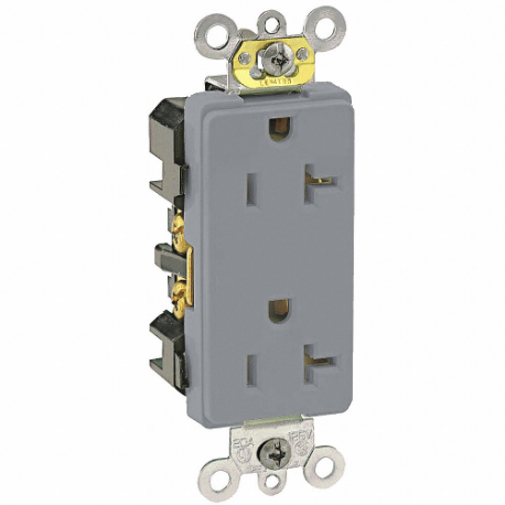 LEVITON 16362-GY Receptacle, Decorator Duplex, 5-20R, 125V AC, 20 A, 2 Poles, Gray, Screw Terminals | CR9HQV 792T17