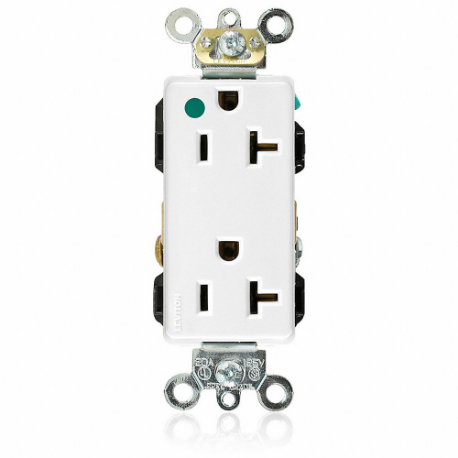 LEVITON 16362-HGW Receptacle, Decorator Duplex, 5-20R, 20 A, 125V AC, White, 2 Poles, Screw Terminals | CR9HTD 792T20