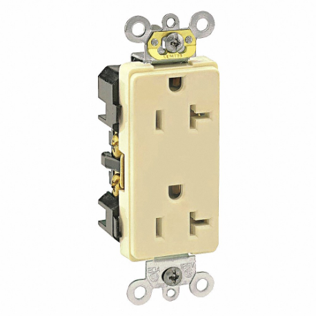 LEVITON 16362-I Receptacle, Decorator Duplex, 5-20R, 125V AC, 20 A, 2 Poles, Ivory, Screw Terminals | CR9HQZ 792T21