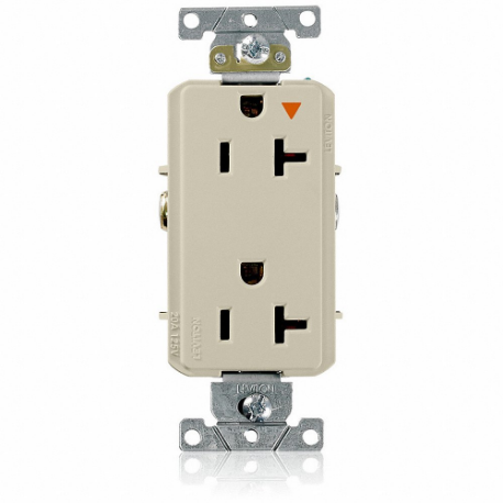LEVITON 16362-IIG Receptacle, Decorator Duplex, 5-20R, 125V AC, 20 A, 2 Poles, Ivory, Screw Terminals | CR9HRB 792T22